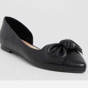 Torrid Faux Leather 11 Wide Black Bow Flats